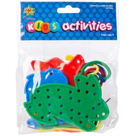 Creation Station CW7530 4 Animal Shapes 4 Threading Laces Colours, Assorted Colors, One Size