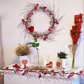Ruidazon Valentines Day Decorations, 4 Ft Valentines Day Garland Artifical Red Pink Heart Garland Valentines Berry Garland for Mantle Table Wall Door Wreath Home Indoor Decor