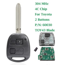 Heart Horse 2 Button Replacement Remote Control Remote Control Programmable for T-oy-o-ta C-o-ro-lla RAV4 Avensis Tarago (304MHz 4C Chip)