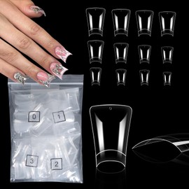 SIUSIO 600pcs Medium Length Duck Nail Tips 12 Sizes Bag Pack Clear Duck Nails Half Cover Wide Nail Tips French False Nail Tips for Acrylic Nails Extension Tips