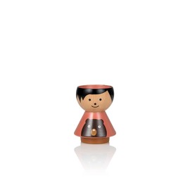 Lucie Kaas Borkfold Collection BF02RU Egg Cup in the Shape of a Boy Rufus Made of Beech Wood, Hand-Painted, Height: 6 cm, Multi-Colour, Height: 6 cm