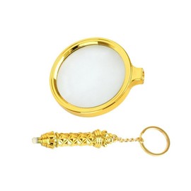Pokinge 1Pcs Handheld 10X Gold Magnifier Portable Optical Glass Magnifier Keychain Removable Seniors Reading Magnifying Glass for Map,Science Class
