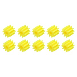sourcing map 10Pcs Plastic Gears 10 Teeth Plastic Shaft Gears Model 102AA Reduction Gear for RC Car Model DIY Robot,Yellow Module 0.5