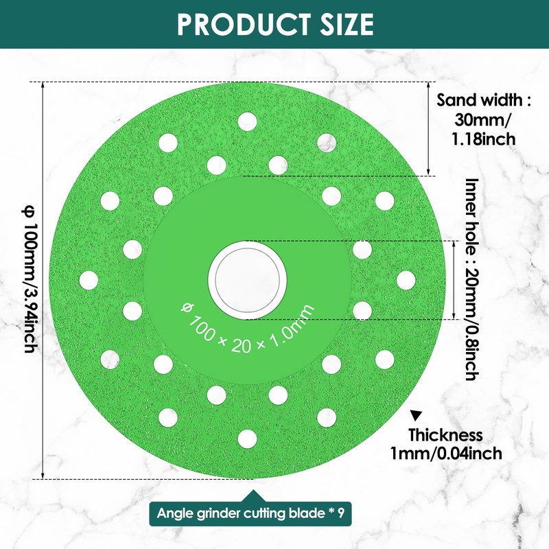 9Pcs Diamond Porous Widened Cutting Disc Wear Resistant Rock Slab