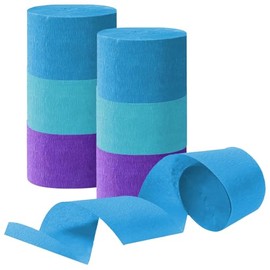 Blue and Purple Crepe Paper Streamers, Party Streamer Decorations for Various Party Festival Decorations, 6 Rolls
