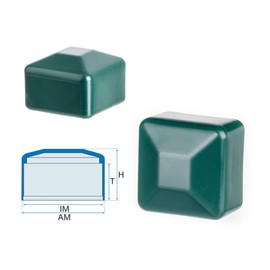 EMFA Fence Post Cap 70 x 70 mm Pack of 5 Green Post Cap Square Fence Post Caps Fence Cover Plastic Lid Fence Caps 7 x 7 cm
