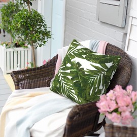 TWLEAR Outdoor Throw Pillow Covers 16x16 Inch, Square Patio Pillow Cases Pack of 2, Modern Decorative Back Cushion Covers for Patio Furniture Garden Couch Farmhouse, Palm Green