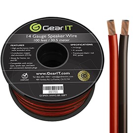 GearIT Pro Series 14AWG Speaker Wire, 14 Gauge Speaker Wire Cable (100 Feet / 30 Meters) Great Use for Home Theater Speakers and Car Speakers, Transparent Black/Red