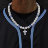 TYQSY 18-20 Inch Baseball Necklace, Rhinestone Bead Necklace, Baseball Cross