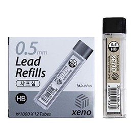 Xeno Beyond Style Mechanical Sharp Pencil + Leads Refills HB (0.3/0.5/0.7/0.9/1.3 mm) (0.5mm Lead (12 tubes))