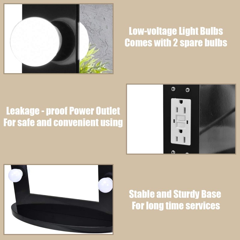 GLACER Hollywood Vanity Mirror with Lights, LED Illuminated Cosmetic Mirror
