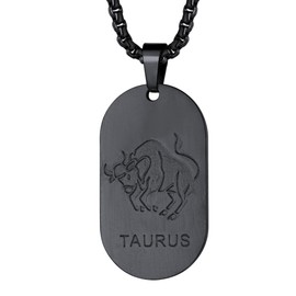 FaithHeart 12 Zodiac Sign Series Necklace Dog Tag / Coin Pendant Stainless Steel Dog Tag with Photo/Text Engraving Men Women Real Jewellery Necklace with Pendant Zodiac Sign Necklace