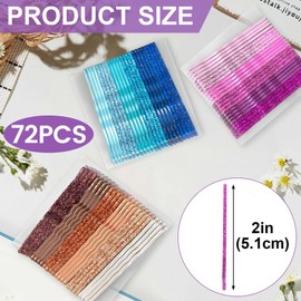 DAZEBRA 72pcs Glitter Hair Pins for Women, Metal Invisible Barrettes, Non-Slip Styling Clips for Short Long Thin Thick Straight Curly Hairstyles - Pink & Brown & Blue