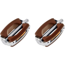 Pedals for Classic Bicycle Retro Vintage with Rubber Block and Bearings, Brown 513445