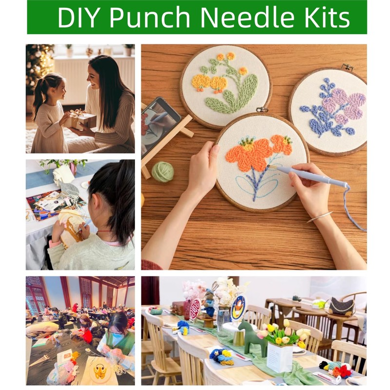 DIY Punch Needle Kits for Beginners Sloth with Hoop Punch