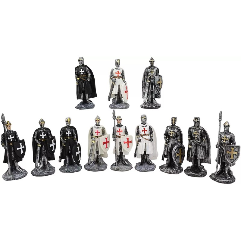 Ebros Set of 12 Medieval Knights Crusaders Figurines Suit of