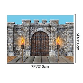(7 x 5 Feet) Medieval Castle Backdrop, Knight Decorations, Castle Wall Backdrop, Medieval Decorations Party Backdrop Knight Keepers of The Kingdom Decorations for Medieval Themed Party Supplies