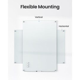 VUSIGN Glass Whiteboard 36" x 24" Magnetic Dry Erase for Office, School, Home, Frameless Mounting, Includes 4 Magnets, 2 Markers and 1 Erasers