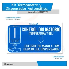 Dispensador De Gel Antibacterial Automatico Pantalla LED Digital Termómetro y Sensor Infrarrojo para Gel Antibacterial o Jabón                        