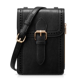 Vulkitty Crossbody Phone Bags for Women Trendy Ladies Small Leather CrossBody Cell Phone Purse Shoulder HandBags (Black)