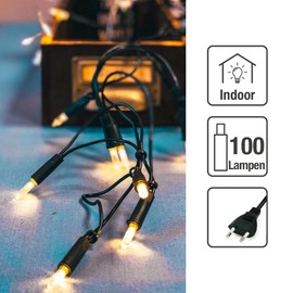 hellum 839012 100-Bulb Indoor Fairy Lights, Christmas Tree Fairy Lights, Mini Fairy Lights for Christmas Window Decoration, White Cable With Plug, 14.85 m