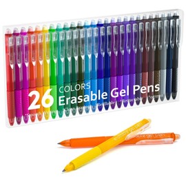 Lineon Erasable Gel Pens, 26 Colors Retractable Erasable Pens Clicker, Fine Point, M...