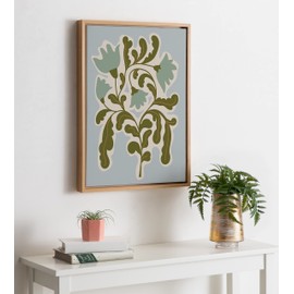 Kate and Laurel Sylvie Expressive Abstract House Plant Playful Blue Framed Canvas Wall Art by The Creative Bunch Studio, 18x24 Natural, Modern Abstract Greenery for Contemporary Floral Art