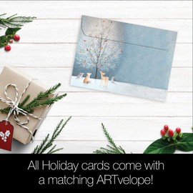 Tree-Free Greetings Holiday Card 10 Pack & Matching Envelopes, Eco Friendly, Made in USA, 100% Recycled Paper, 5”x7”, Bird Tree (HB53474)
