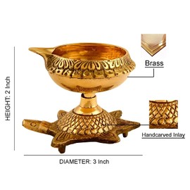 Zap impex Traditional Brass Oil Lamp Brass Deep Diya Indian Oil Lamp Diwali Puja Lamp Kuber Tortoise Diya (1)