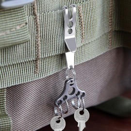 Iyowei Pack of 10 Silver Key Ring Multi-Purpose EDC Suspension Clips Belt Pendant Multiclip Belt Clip Key Carabiner with Key Ring Hook (3.1 x 0.5 cm)