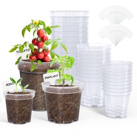 homenote homenote Clear Nursery Pots for Plant,3/4/5 Inch Plant Pot for Planting Plastic Seedling with Drainage Holes Seed Starter Flower High Transparency 20 Labels Excellent Hardness(30 Pack)