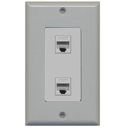 RiteAV Decorative 1 Gang 2 Port Cat5e Ethernet Wall Plate - Gray/Gray