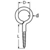 20mm Long screw eye - A4 (marine grade) Stainless -