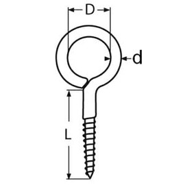 20mm Long screw eye - A4 (marine grade) Stainless - 5 pack