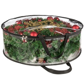 CINPIUK Clear Wreath Storage Bag 24 Inch Christmas Wreath Storage Container, Heavy Duty Wreath Protector with Handle for Holiday Seasonal Wreath Garland, 4Pcs