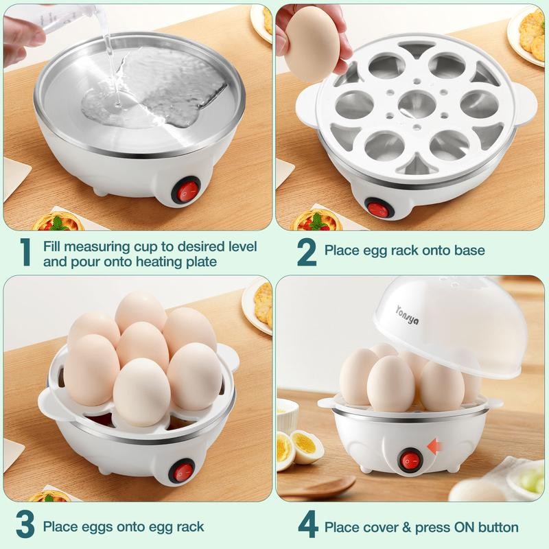 Easy Egg Cooker Electric 7-Egg Capacity, Soft, Medium, Hard-Boiled Egg