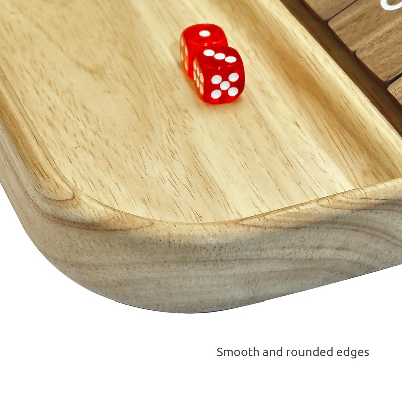 WOWME Shut the Box Dice Game Solid Wood Board for