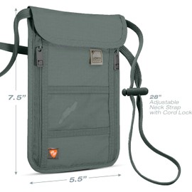Lewis N. Clark Cartera de cuello con bloqueo RFID, bolsa de viaje + soporte para pasaporte para mujeres y hombres, color carbón