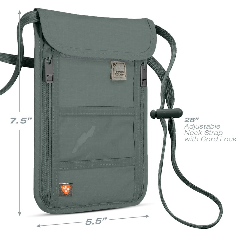 Lewis N. Clark Cartera de cuello con bloqueo RFID, bolsa