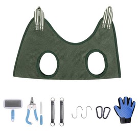 Pet Grooming Hammock Harness for Cats Dogs, Relaxation Pet Grooming Hammock Restraint Dog & Small Animal Dog Grooming Harness Bag (M（ Legs Spacing：4.7-12.6" / Max W：35-50LBS）, Army Green)