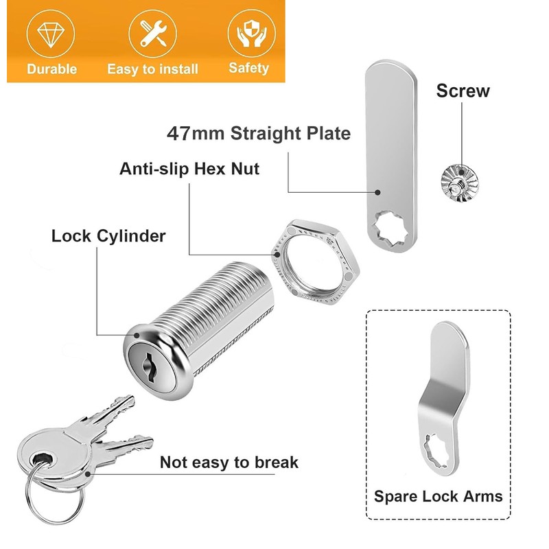 Premium Cabinet Cam Locks Keyed Alike 12 Pack, 1-1/8" Cabinet