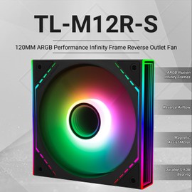Thermalright TL-M12R-S 120mm ARGB CPU Fan, with 1500RPM Speed, Quiet 4pin PWM PC Inverted Fan, for S-FDB Bearing CPU Cooler,ARGB Light Effect with Infinite Mirrors on Both Sides