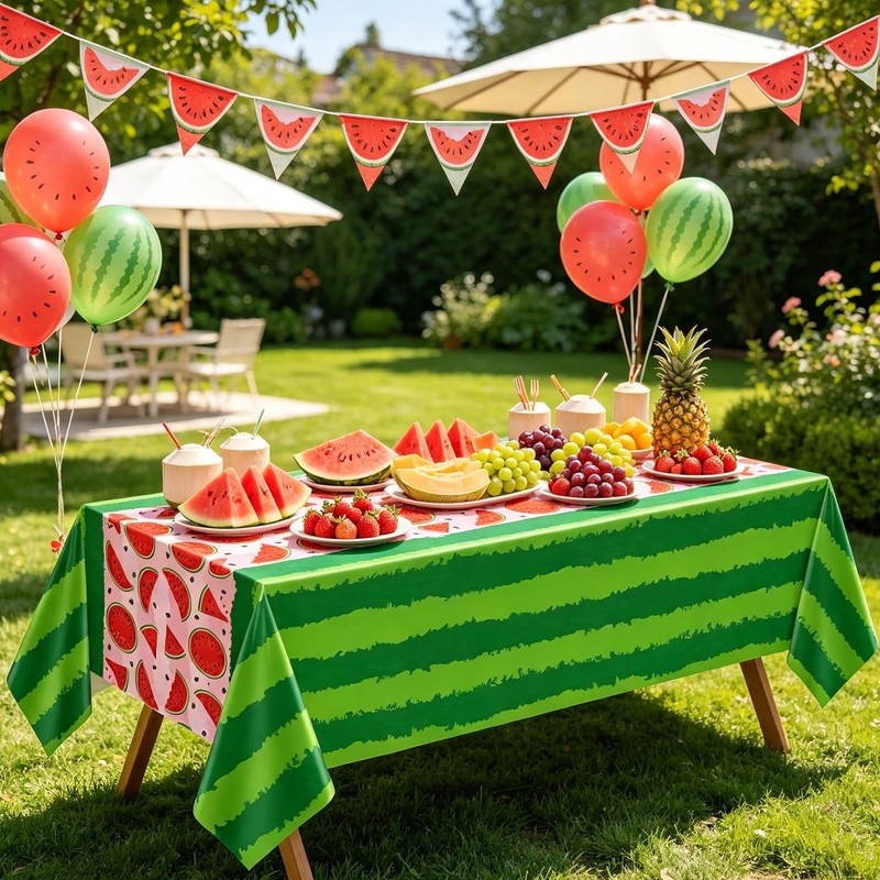 4 Pack Watermelon Rind Tablecloth Green Melon Rectangle Table Cloth