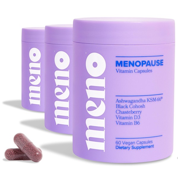 MENO Vitamins for Menopause, 30 Servings (Pack of 3) - Hormone-Free Menopause Supplements for Women with Black Cohosh & Ashwagandha KSM-66 - Helps Alleviate Hot Flashes, Night Sweats, & Mood Swings