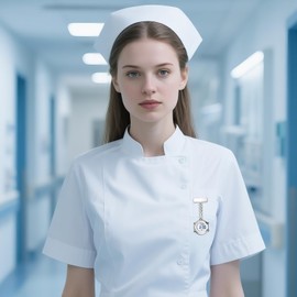 OIDEA Digital Nurse Watch for Nurses Doctors: White Pin-on Brooch Lapel Watches Calendar Week Alarm Clock Chronograph Portable Hanging Clip on Pocket Watch