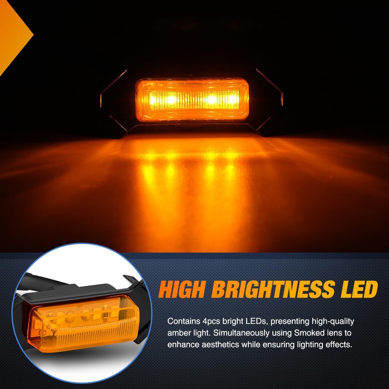 Nilight Front Grille Marker Light 4PCS 4LED Amber Lens Waterproof