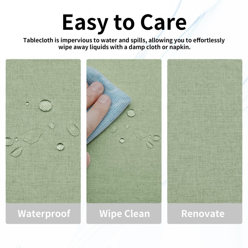 Easy-Going Faux Linen Waterproof Spill-Proof Tablecloth Stain Resistant Round Table