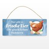 Fresh Eggs of Happy Chickens Metal Sign L in 10.5