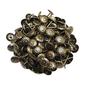 100 Pieces Vintage Upholstery Pins, Decorative Furniture Nails, Nails for Wood, Message Board, Photo Wall, Push Pins for Wall Map, Antique Brass