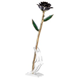 ECO SPACE Gold Dipped Rose - Hand-Dipped Real 24K Gold Rose - Genuine One of a Kind - Eternal Romantic Present for Her - Perfect for Valentine's Day, Mother's Day, Anniversary, Birthday (Black)